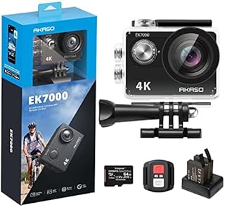 AKASO EK7000 4K30FPS 20MP Action Camera + Kingston 64GB microSDXC Canvas Memory Card (Bundle)