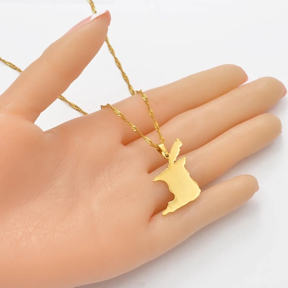 14K Yellow Gold Map Of Trinidad & Tobago Pendant Necklace For Women Men - Ethnic Trinidad Necklace Trinidad And Tobago Map Necklace Country Map Pendant Charm Jewelry Gifts For Women Men - Image 4