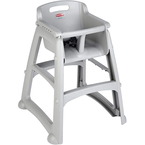 Rubbermaid Commercial Products Sturdy High-Chair, 33lb Capacity, Platinum, Pre-Assembled, Stackable, Fits Under Table for Child/Baby/Toddler Seating