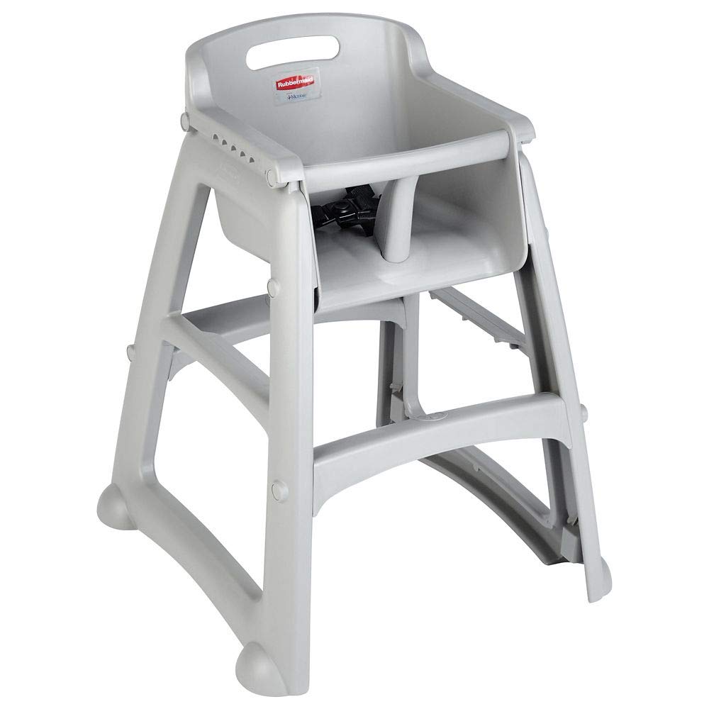 Rubbermaid Commercial Products Sturdy High-Chair, 33lb Capacity, Platinum, Pre-Assembled, Stackable, Fits Under Table for Child/Baby/Toddler Seating