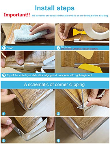 Tables Corner Guards Baby Child Safety, 20ft(6m) Soft Silicone Bumper Strip Furniture Clear Toddler Edge Protectors Baby Proofing - Thumbnail 3