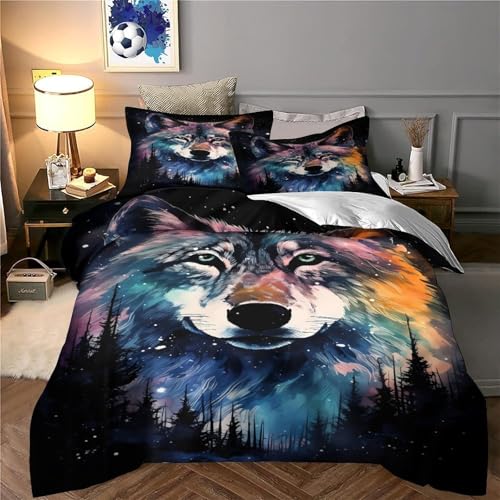 Parure de lit loup microfibre hypoallergique avec fermeture éclair