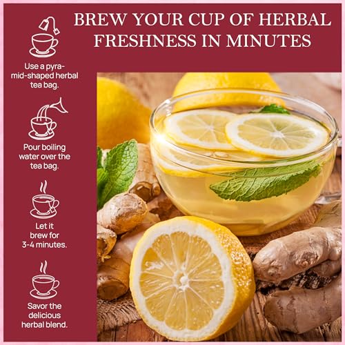 Image of Tealeaf & Co. Orange Ginger Mint Tea Blended with Fresh Herbs and Spices - Herbal Tea Bags with Orange Peel, Ginger, Star Anise, Spearmint & Lemon Grass - Low Caffeine - Gluten Free - 50 Teabags