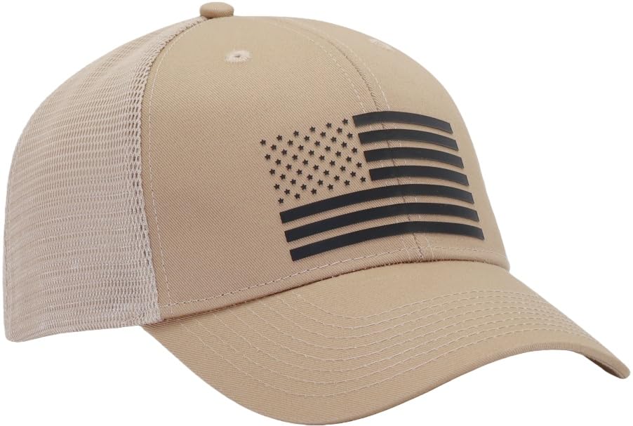 Image of American Flag Trucker Hats, Patriotic Baseball Cap for Men, Adjustable Breathable Mesh Snapback, Fits OSFM & XXL Head