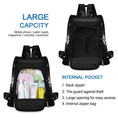 Image of ALAZA Daisy Flower Sun Moon Backpack Purse for Women Anti Theft Fashion Back Pack Shoulder Bag Multicoloured One Size