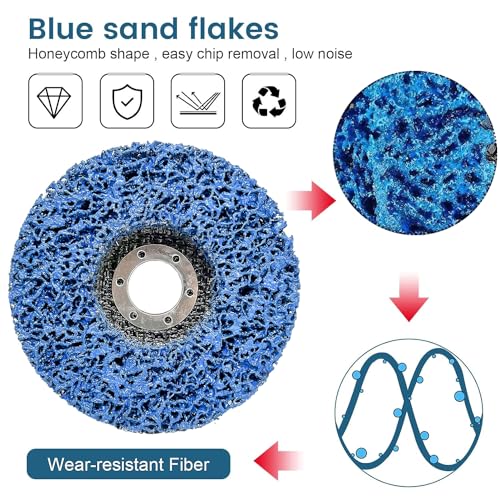Discos de tira azul de 115 mm para amoladora angular pack de 6 piezas para decapado de oxido 7