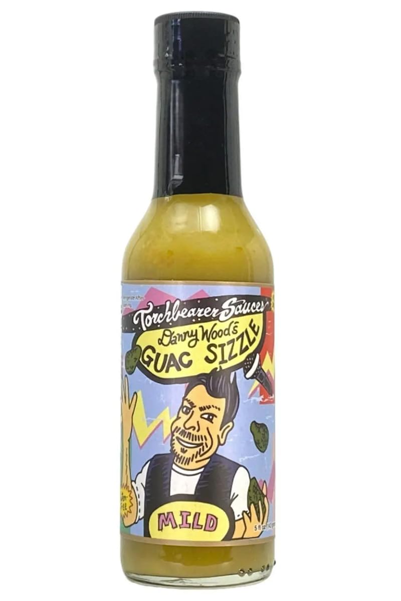 TorchBearer Sauces Danny Wood's Guac Sizzle, Avocado Jalapeno Pepper Sauce 5 Fl Oz, Heat level 2 - Mild Spicy, All Natural, Extract-Free, Made in USA