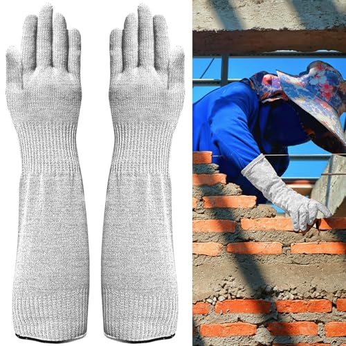VLYX Gants de protection, gants de jardin longs, anti-épines, résistants aux coupures niveau 5, avec manches longues, pour jardinage, cuisine, travaux lourds, pour femmes et hommes, 45 cm - Gris