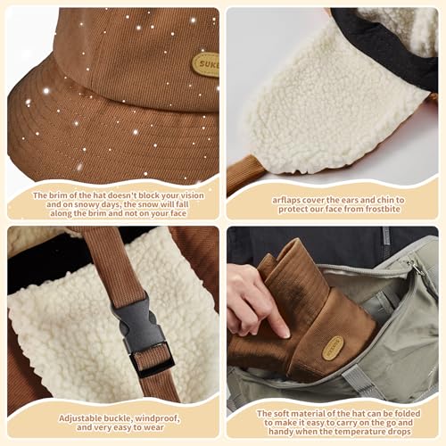 Sukeen Winter Hats for Teenager Youth Women Windproof Warm Hat with Fleece Lining Antistatic Earflaps Hat for Outdoor Cycling4