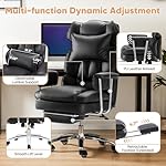 Sweetcrispy Executive Home Office Desk Chair - Ergonomic Big Tall High Back with Footrest & Lumbar Support, Reclining Height Adjustable, Comfy PU Leather Computer Gaming with Swivel Wheels, Black - Image 5
