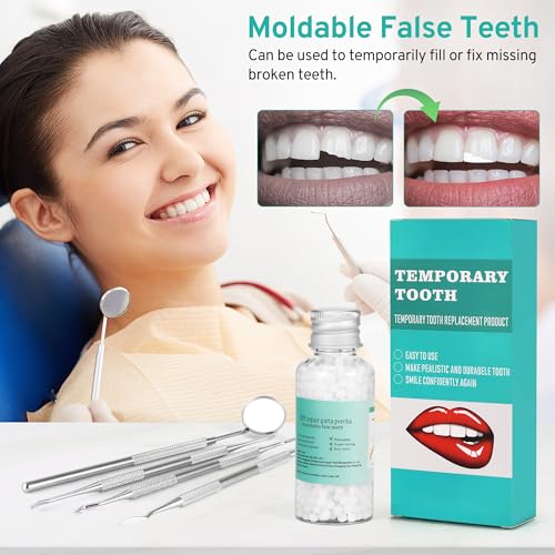 Image of Tooth Repair Kit with 4 Dental Tools, Temporary Tooth Replacement Set, Moldable Dental Fix