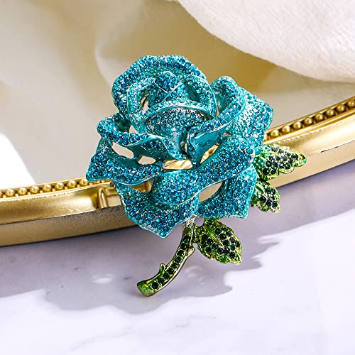 Image of BriLove Women's Austrian Crystal Rhinestones Rose Flower Brooch Pin for Party Prom
