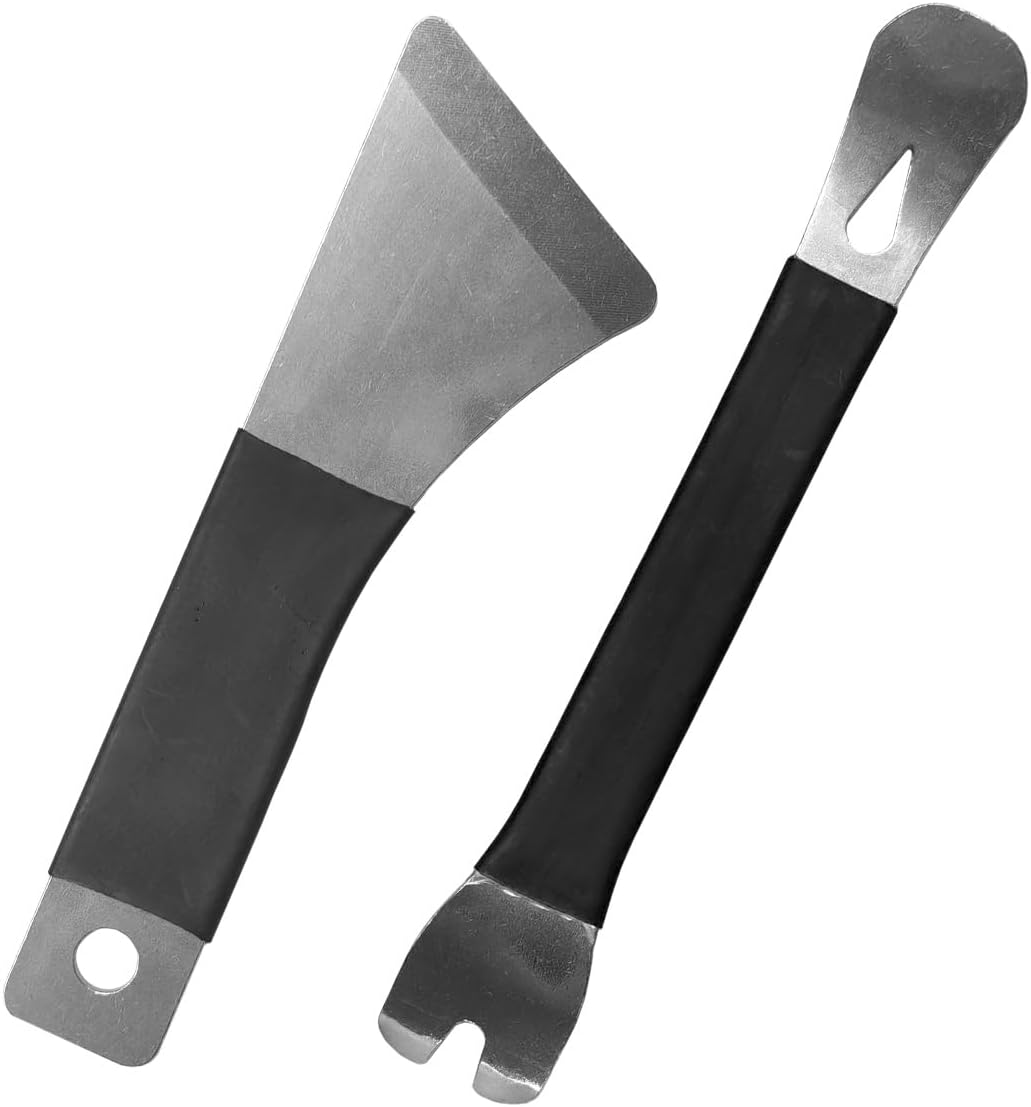 Car Trim Removal Metal Tool, Stainless Steel Pry Bar Removal Tools for Car Interior Door Panel Dashboard Clips Upholstery Fasteners, Radio Audio Panel Navigation Installer Tool (Black, 2PCS)