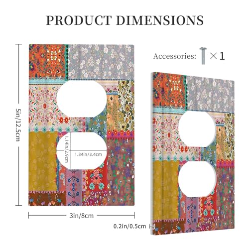 Plaque murale décorative 1 gang Duplex au design patchwork bohème de qualité supérieure
