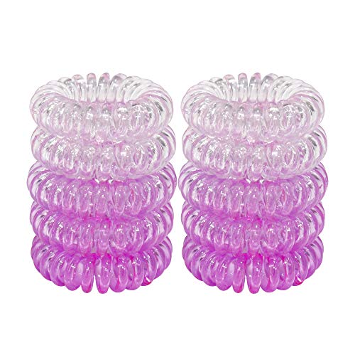 URBEST Hair Coils, Tie Hair, Spiral Hair Ties,Phone Cord Hair Ties, Elastics Hair Tie, No Crease Hair Ties, Coil Ponytail Holder (Purple)