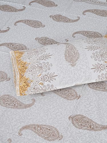Image of LIVING ROOTS Jaipuri Hand Block Print Queen Cotton Bedsheet 86 * 96 Inches (7.1 * 8 Feet) with 2 Pillow Cover | 140 TC | Rich Fast Colour with No Colour Bleeding (205-A)