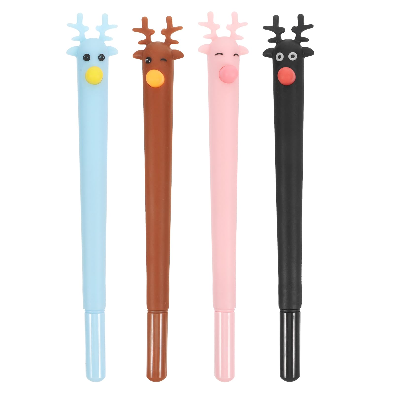 Sewroro 8pièces Lot De Stylos à Bille Forme De Cerf De Noël Avec Encre Bleue Noir Marron Bleu Et Rose