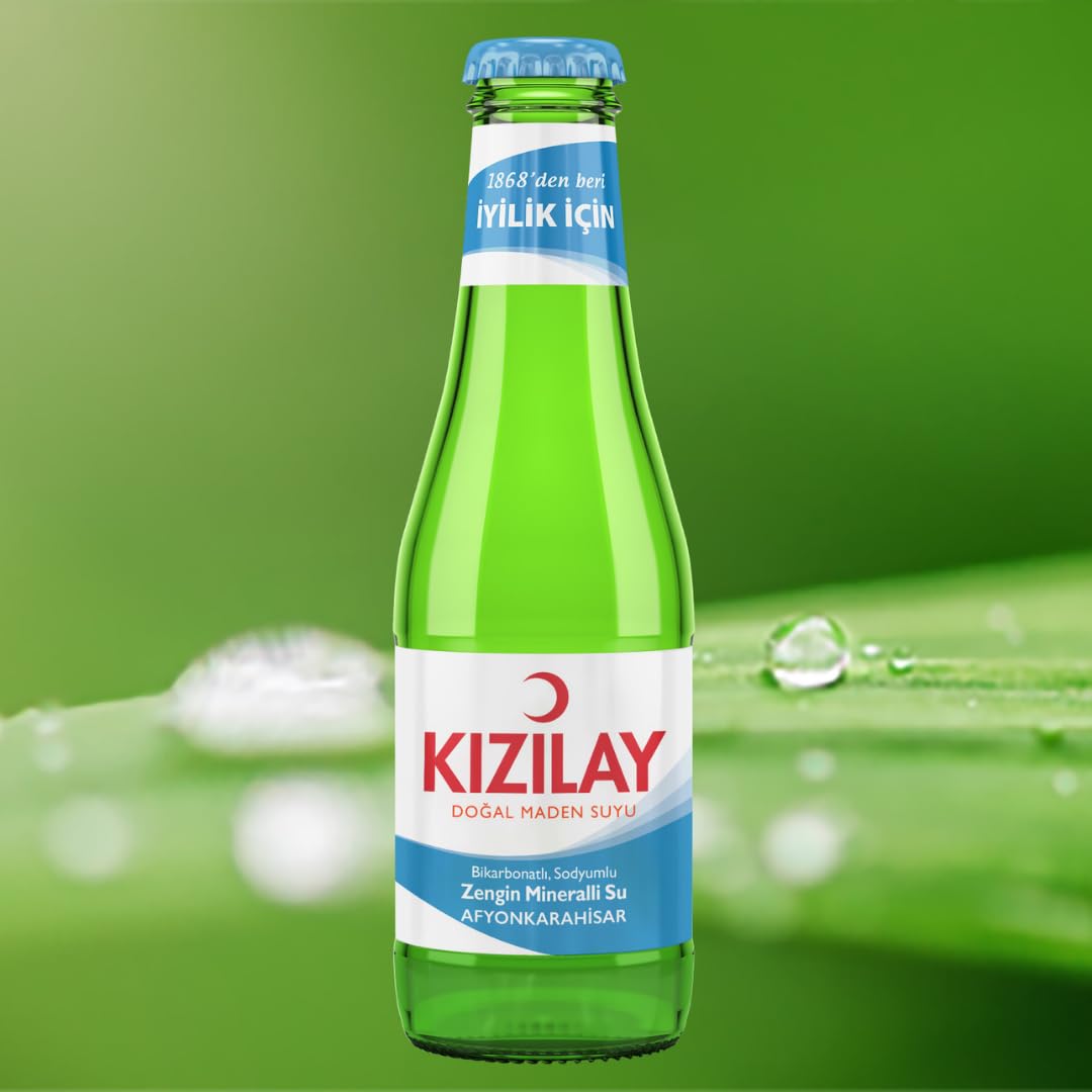 KIZILAY Natürliches Mineralwasser, reichhaltiges Mineralwasser mit Bikarbonat und Natrium 200 Milliliter x 48 Flaschen mit pufai grocery