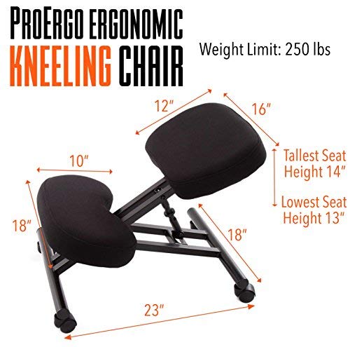 Posture Pro Ergonomic Kneeling Chair With Wheels | Fully Adjustable Mobile Office Seating | Improve Posture & Relieve Back Pain | Easy Assembly | Kneeling Desk Chair For Home, Office & School (Black) #TOP5