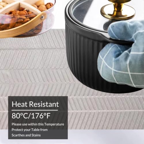Image of YELONA Placemats for Dining Table - Heat Resistant, Non-Slip & Washable PVC Vinyl Table Mats - Set of 4, 45 x 30 cm (Almond Beige)