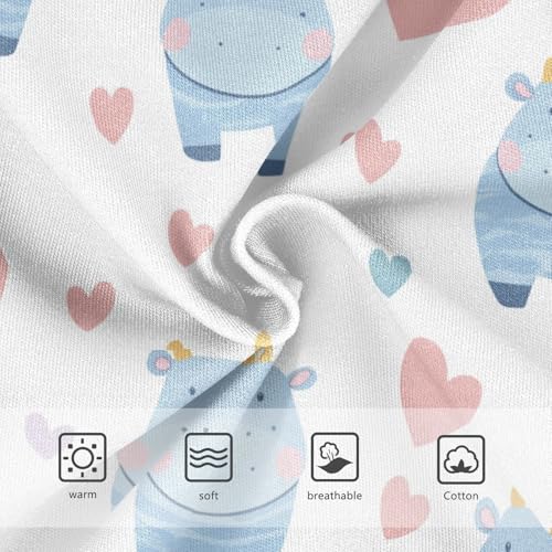 Wusikd Cute Hippopotamus Girls' Underwear Cotton Hearts Girls Briefs Soft Toddler Underwear 2T3