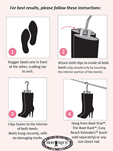Boottique The Original Boot Hanger - Shoe Storage Space Saver (Set Of 3); Boot Hanger, Boot Holder, Boot Clips (Black) #TOP4
