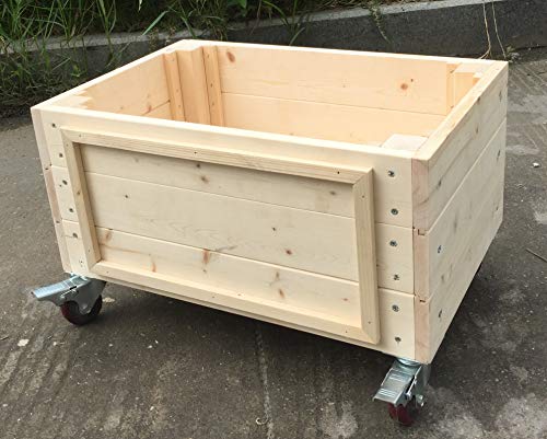 SENY Seny Raised Garden Beds for Vegetables 100 Wood Planter Boxes with Wheels Outdoor Flower Bed Kit, Natural, 24 Inch (L) x 14 Inch (W) x 14 Inch (H);