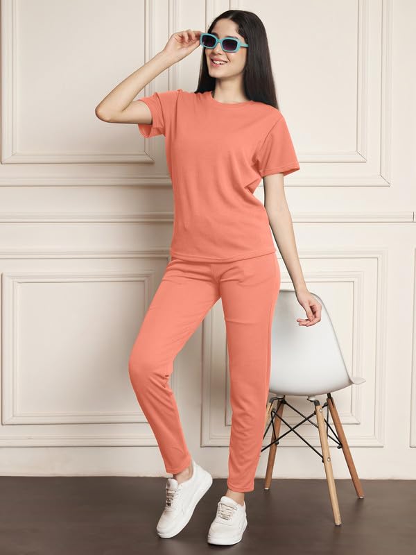 Image of DTR FASHION Polyester Blend Solid Lining Tracksuit | Night Wear Suit For Women