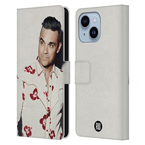 Étui portefeuille iPhone 14 Plus anti-rayures motif floral Robbie Williams avec fentes cartes