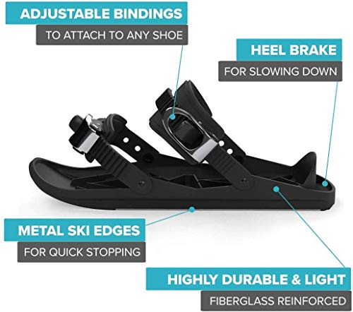 Snowfeet - Mini Short Ski Skates For Snow | Skis For Winter Shoes | Short Snowskates Snowblades Skiboards | The Real Original (Black) #TOP5