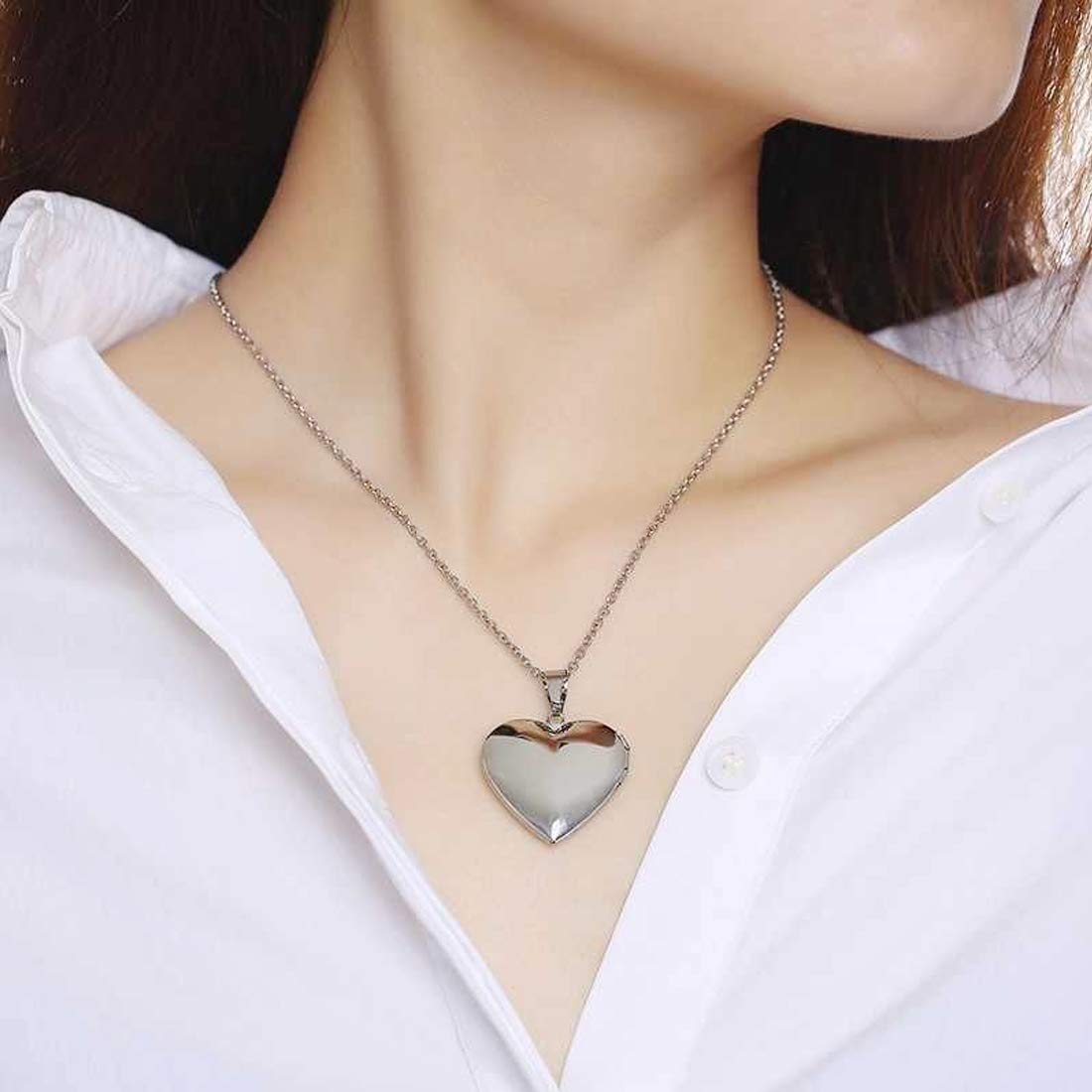 Heart Photo Locket Necklace for Valentine's Day
