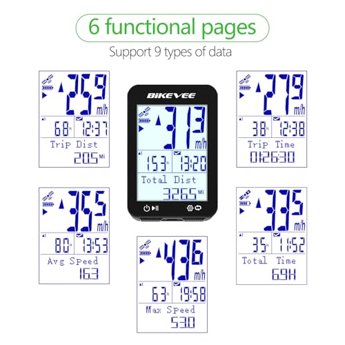 Image of GPS Bike Computer Wireless Bicycle Speedometer Odometer 9 Languages Auto Backlight Auto Start Stop IPX7 Waterproof 2.4 Inch LCD Supports MPH KMH