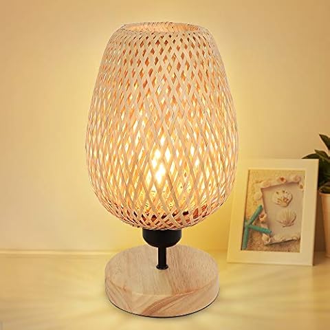 Lámpara de mesa de bambú Depuley, luz cálida E27 Cover