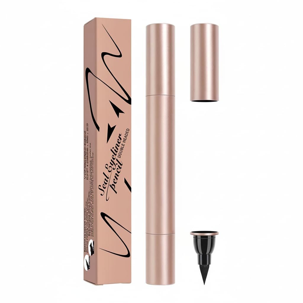 Winged Eyeliner Stamp, Liquid Colored Eyeliners, Waterproof Eyeliner Smudge Proof Quick Dry Smooth No Fading, 2 In 1 Cat Eye Stamp Liquid Liner, Long Lasting Wear, for All Eye Shapes (Dark Brown)
