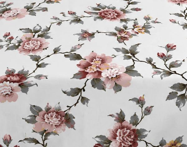 Image of DECOR2ADMIRE 300 Thread Count Premium Cotton Printed Single Bedsheet with One Pillow Covers for Home 60 Inches x 90 Inches (Classic White Floral, Single 60 inch x 90 inch)
