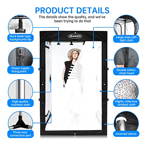 Professional Photography Studio LED Dimmable Large Shooting Tent 47x39x78 ZKEEZM Large Lightbox Photo Video Continuous Lighting Cube Shooting Tent Kit Soft Box with 3Colours Backdrops and Carrying Bag