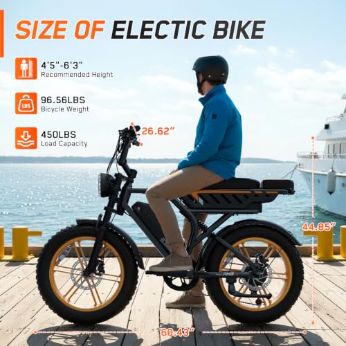 Image of Electric Bike for Adults, Peak 1500W Motor Retro E Bike, Range 65 /120Miles, 48V 15Ah Removable Battery, 20 inchx4 inch Fat Tires, Full Suspension, APP Control, Off-Road Ebike for City Commuting
