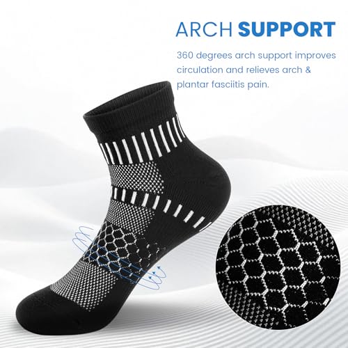 IRAMY Ankle Compression Socks for Men Women Cushioned Running Athletic Socks Plantar Fasciitis Relief 2/4/6 Pairs2