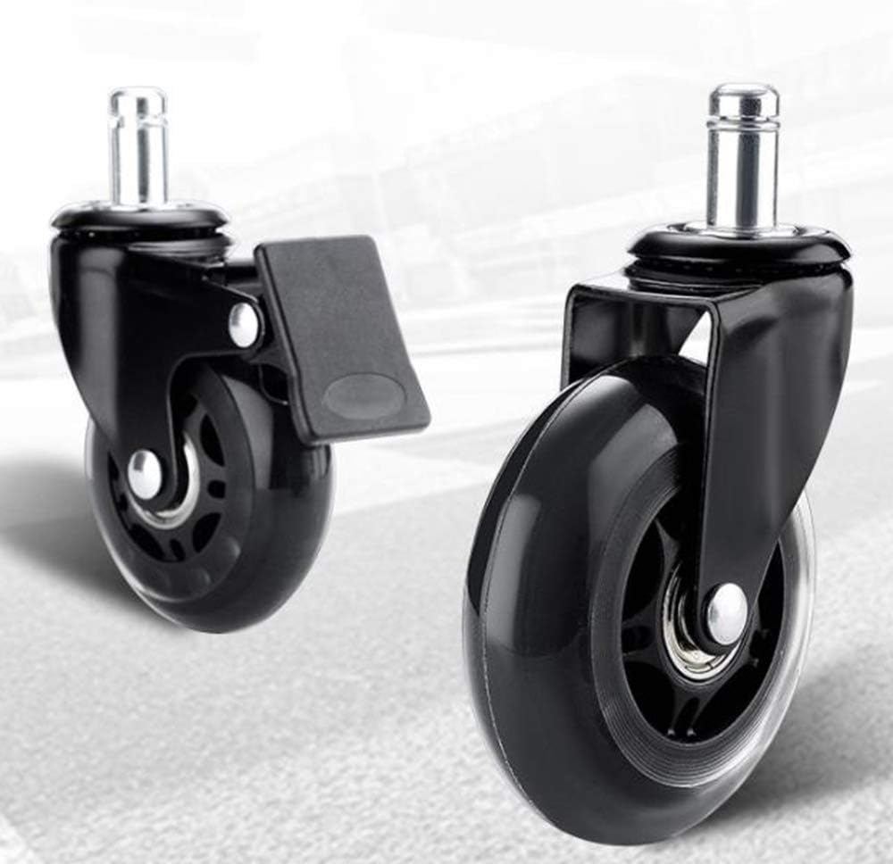 Set of 5 Office Chair Caster Wheels Furniture Swivel Castors Style Rubber Caster Wheels for Hardwood Floors & Carpet