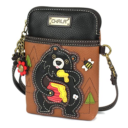 Image of CHALA Wilderness Animal Collection Cell Phone Crossbody Purse-Women PU Leather /Canvas Multicolor Handbag w /Adjustable Strap