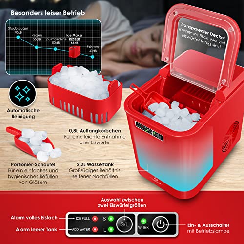 KESSER® Eiswürfelbereiter | Eiswürfelmaschine Edelstahl | Ice Maker | 12 kg 24 h | Zubereitung in 7 min | 2,2 Liter… – Bild 7