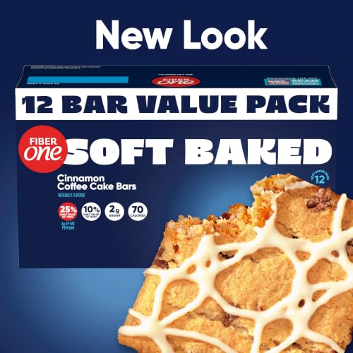 Image of Fiber One 70 Calorie Soft-Baked Bars, Cinnamon Coffee Cake, Value Pack, 12 Bars, 10.6 oz (Pack of 4)