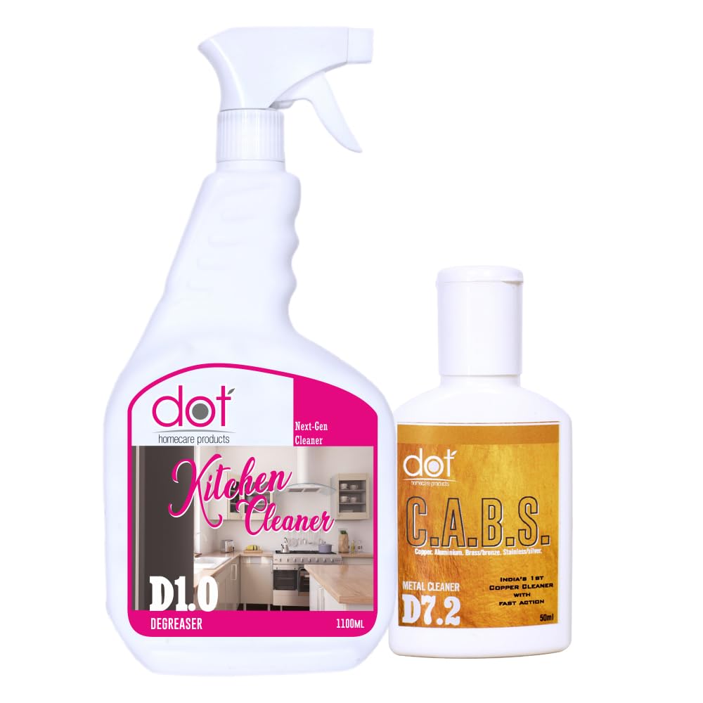 DOT Homecare Products | Kitchen Cleaner 800ml | ACID FREE, Appliance safe, Non Acidic Heavy oil stain remover, Hard Stains Spray and Wipe for Toughest House Hold Stains - DOT CABS 50ml FREE