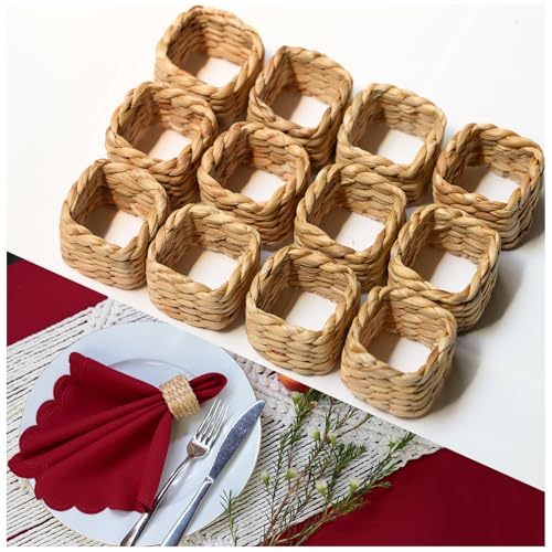 Anillos Para Servilletas De Tela, 12 portatovaglioli quadrati in giacinto d'acqua, set di 12 portatovaglioli in stile bohémien, per eleganti decorazioni da tavola, decorazioni per la tavola di Natale Anillos Para Servilletas De Tela, 12 portatovaglioli quadrati in giacinto d'acqua, set di 12 portatovaglioli in stile bohémien, per eleganti decorazioni da tavola, decorazioni per la tavola di Natale