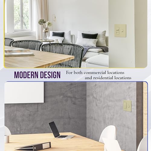 Image of ENERLITES Combination Toggle Light Switch /Decorator Light Switch Plate, Double Switch Wall Plate, Standard Size 2-Gang 4.68 inch x 4.73 inch, Polycarbonate Thermoplastic, Gloss Finish, SI881131-I, Ivory