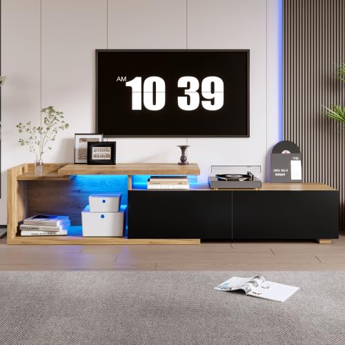 Merax TV Schrank mit LED-Beleuchtung, Flexibles 2-in-1 Lowboard für...