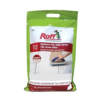 Pidilite Roff Rainbow Tile Mate Epoxy (Base + Hardener) & Filler to fill tile joints in kitchen, factory | stain and chemical resistant | 3.69KG Alp Blue