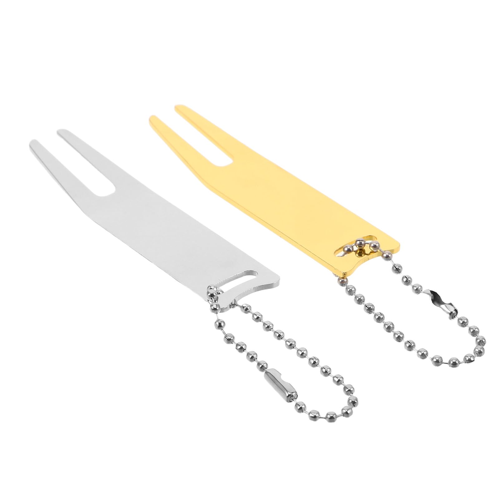 VANZACK 2 Stück Golf Divot Tool aus Metall mit Ballmarker Wetterfeste Grasreparaturgabel Tragbares Pitch Mark Werkzeug für Golfer zur Rasenpflege und Putt-ausrichtung