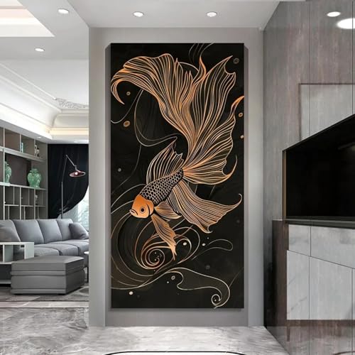 Impression sur toile de poisson moderne 65x130 cm pour salon - 2