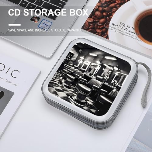 Étui CD rigide pour 40 DVD au style barbier monochrome noir - 5